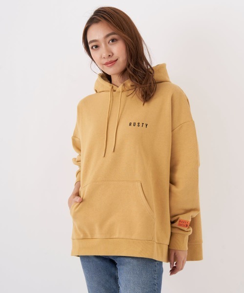 RUSTY（ラスティ）の「【RUSTY/ラスティー】レディースロゴフリースパーカー　フーディー　プルオーバー（パーカー・レディース・ベージュ/グレー/ブラック・MEDIUM/LARGE）」の7枚目の写真