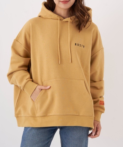 RUSTY（ラスティ）の「【RUSTY/ラスティー】レディースロゴフリースパーカー　フーディー　プルオーバー（パーカー・レディース・ベージュ/グレー/ブラック・MEDIUM/LARGE）」の11枚目の写真