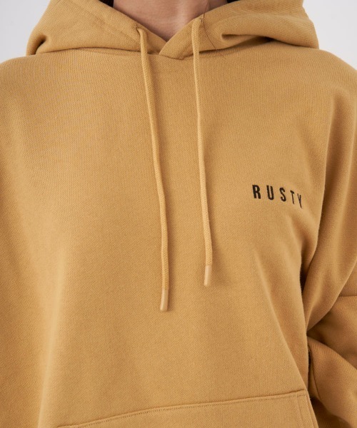 RUSTY（ラスティ）の「【RUSTY/ラスティー】レディースロゴフリースパーカー　フーディー　プルオーバー（パーカー・レディース・ベージュ/グレー/ブラック・MEDIUM/LARGE）」の14枚目の写真