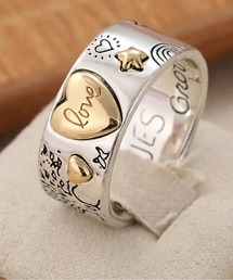 NOLITA LABORATORY（ノリータラボラトリー）の「【 NOLITA / ノリータ 】 シルバー×ゴールド ハート LOVEリング／ワイドデザイン 立体デザイン 指輪（リング）」