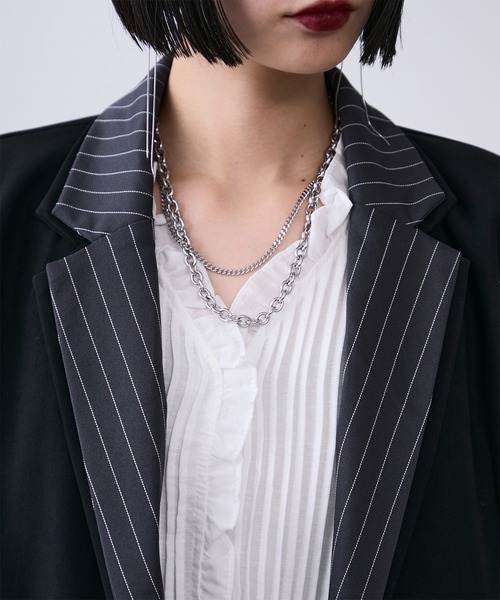 セール】ストライプレイヤードテーラードジャケット（テーラード