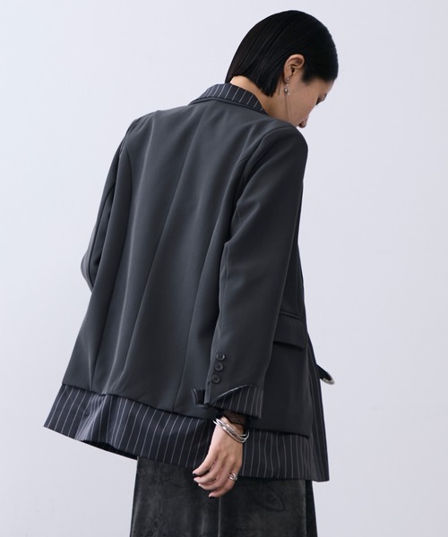 セール】ストライプレイヤードテーラードジャケット（テーラード