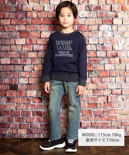 WASK（ワスク）の「ロゴ刺しゅうトレーナー(100~160cm)（スウェット・キッズ・ネイビー/グリーン・160cm/150cm/140cm/130cm）」の3枚目の写真