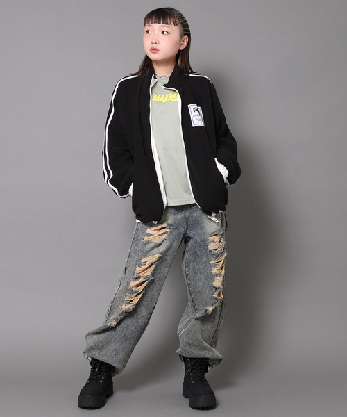 ANAP GiRL(アナップガール)の「ANAPR+S リバーシブル フリース ブルゾン 【ユニセックスアイテム】【キッズお揃い】(ブルゾン・キッズ・ホワイト/ブラック・XS/S/M)」の20枚目の写真