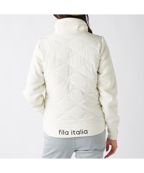 FILA GOLF(フィラゴルフ )の「FILA GOLF フィラゴルフ ゴルフウェア ワンポイント ロゴ ストレッチ 保温 中綿入り ハイブリッドジャケット(ブルゾン・レディース・ベージュ/ブラック/オフホワイト・M/L/LL)」の8枚目の写真