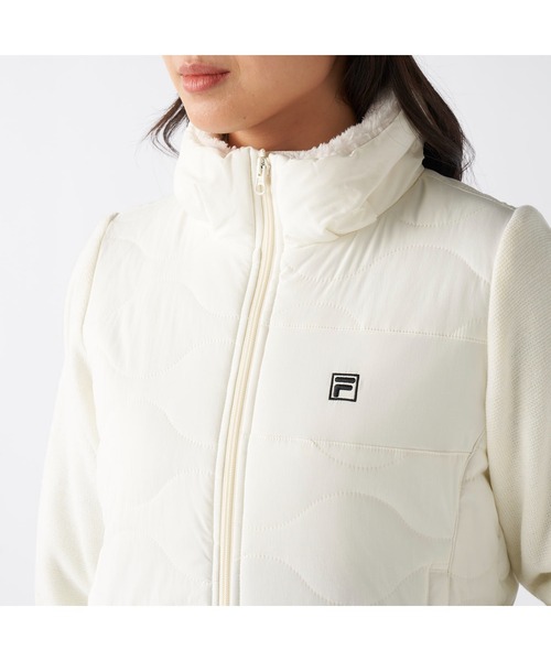 FILA GOLF(フィラゴルフ )の「FILA GOLF フィラゴルフ ゴルフウェア ワンポイント ロゴ ストレッチ 保温 中綿入り ハイブリッドジャケット(ブルゾン・レディース・ベージュ/ブラック/オフホワイト・M/L/LL)」の9枚目の写真