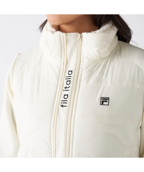 FILA GOLF(フィラゴルフ )の「FILA GOLF フィラゴルフ ゴルフウェア ワンポイント ロゴ ストレッチ 保温 中綿入り ハイブリッドジャケット(ブルゾン・レディース・ベージュ/ブラック/オフホワイト・M/L/LL)」の12枚目の写真
