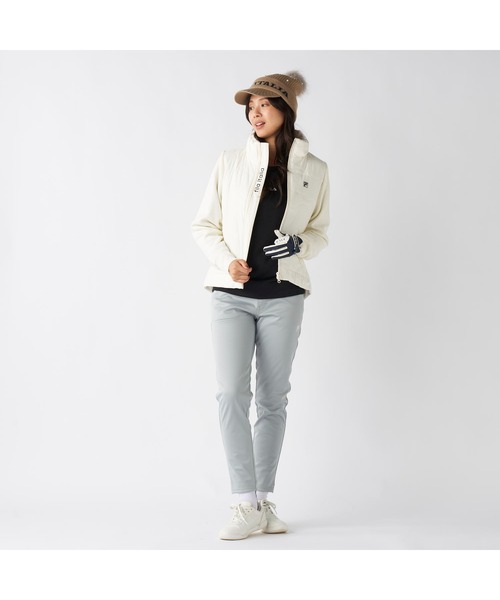 FILA GOLF(フィラゴルフ )の「FILA GOLF フィラゴルフ ゴルフウェア ワンポイント ロゴ ストレッチ 保温 中綿入り ハイブリッドジャケット(ブルゾン・レディース・ベージュ/ブラック/オフホワイト・M/L/LL)」の5枚目の写真
