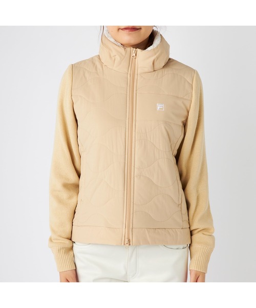 FILA GOLF(フィラゴルフ )の「FILA GOLF フィラゴルフ ゴルフウェア ワンポイント ロゴ ストレッチ 保温 中綿入り ハイブリッドジャケット(ブルゾン・レディース・ベージュ/ブラック/オフホワイト・M/L/LL)」の19枚目の写真