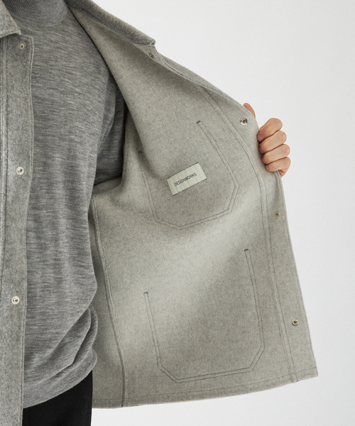 DESIGNWORKS（デザインワークス）の「Super110's フレンチ カバーオール / リバー仕立て（ブルゾン・メンズ・グレー・50/48/46/44）」の11枚目の写真