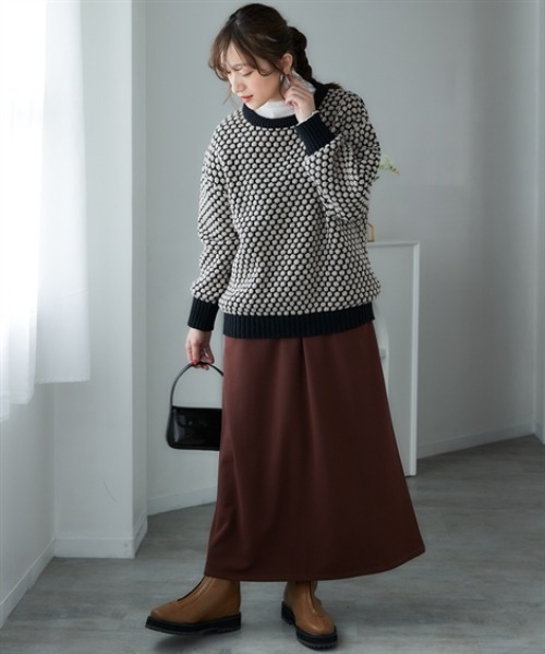 nissen(ニッセン)の「ぽこぽこ配色ジャガードオーバーサイズニット<大きいサイズ有>(ニット/セーター・レディース・ホワイト系2/ホワイト系1/ブラック系1/ブラック系2・L~LL/S~M)」の14枚目の写真