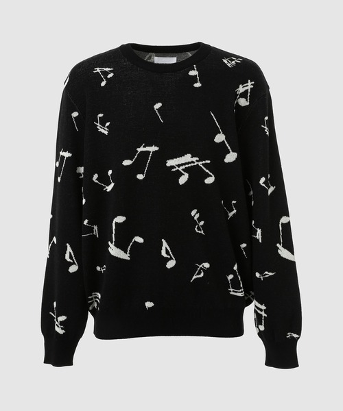 TAKAHIROMIYASHITATheSoloIst.(タカヒロミヤシタザソロイスト)の「music note pattern crew neck sweater.(ニット/セーター・メンズ・ホワイト/ブラック・46/48)」の2枚目の写真