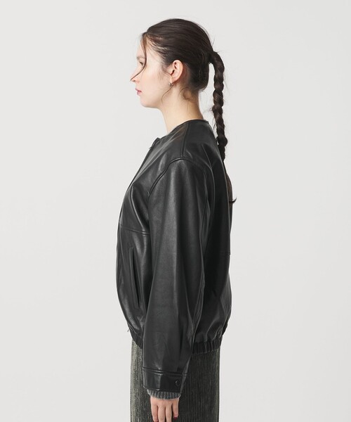 シープレザー ノーカラージップブルゾン（その他アウター