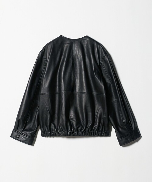 BEAUTY&YOUTH UNITED ARROWS/レザーノーカラーブルゾン黒 BEAUTY&YOUTH UNITED ARROWS（ビューティーアンドユースユナイテッド