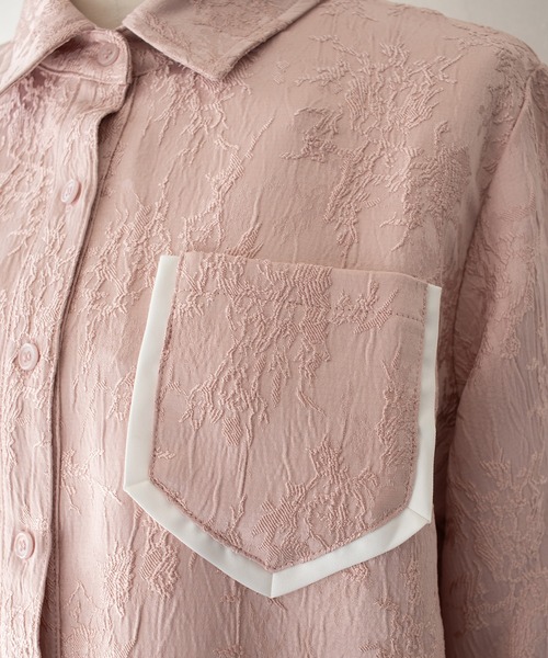 HER CLOSET(ハークローゼット)の「【HER CLOSET】25AW新作 ジャガード サテンシャツブラウス JACQUARD SATIN SHIRT BLOUSE(シャツ/ブラウス・レディース・ネイビー/スモークピンク/アイボリー・MEDIUM)」の5枚目の写真