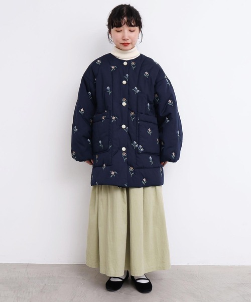 _お花のクロスステッチ キルト刺繍コート（その他アウター）｜l