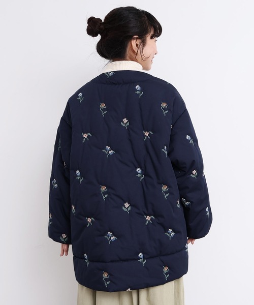 お花のクロスステッチ キルト刺繍コート（その他アウター）｜l'atelier