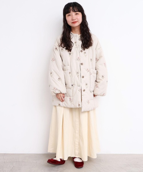 お花のクロスステッチ キルト刺繍コート（その他アウター）｜l'atelier