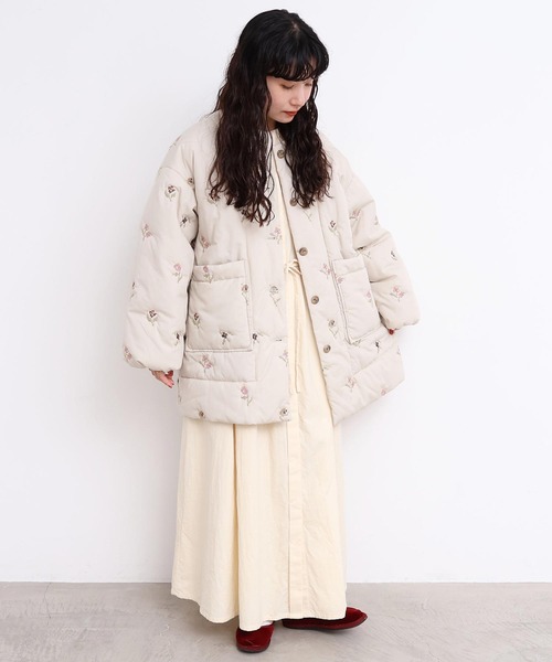 お花のクロスステッチ キルト刺繍コート（その他アウター）｜l'atelier