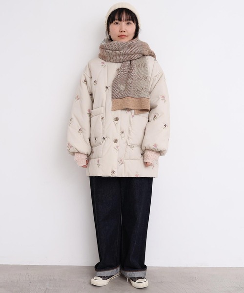 l'atelier du savon（アトリエドサボン）の「_お花のクロスステッチ　キルト刺繍コート（その他アウター・レディース・オフホワイト/ネイビー・FREE）」の18枚目の写真