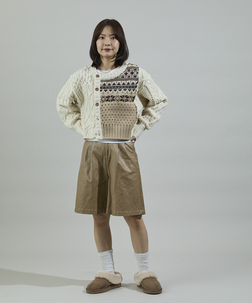 FREAK'S STORE（フリークスストア）の「ケーブル×ノルディック ドッキング ショートカーディガン（カーディガン/ボレロ・レディース・ネイビー/オフホワイト・ﾌﾘ-）」の5枚目の写真