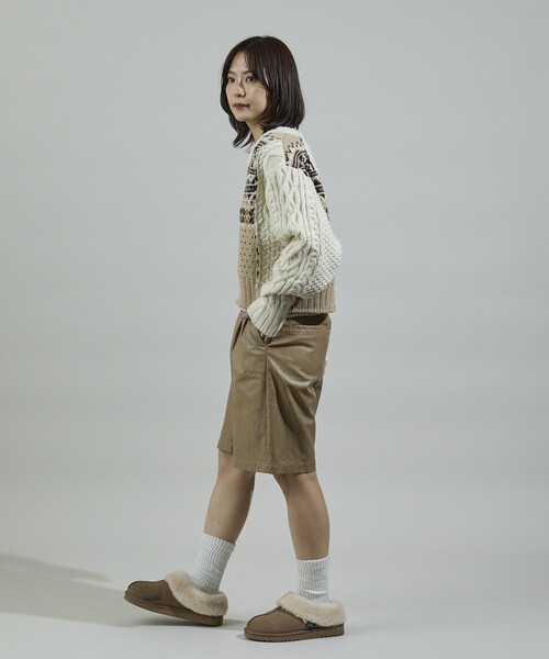 FREAK'S STORE（フリークスストア）の「ケーブル×ノルディック ドッキング ショートカーディガン（カーディガン/ボレロ・レディース・ネイビー/オフホワイト・ﾌﾘ-）」の6枚目の写真