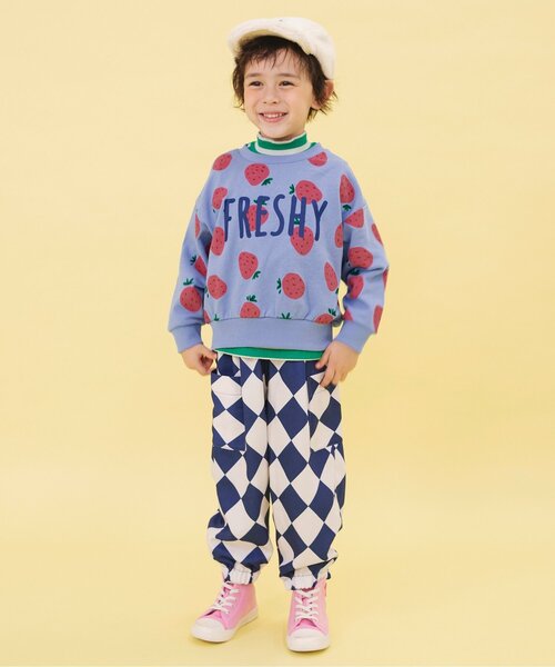 BREEZE(ブリーズ)の「【WEB限定/ジュニア対応】レトロ総柄トレーナー(スウェット・キッズ・オレンジ/アイボリー/サックスブルー/ブルー・90/100/110/120/130/140)」の6枚目の写真