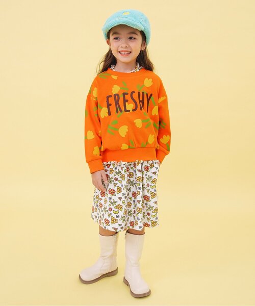 BREEZE(ブリーズ)の「【WEB限定/ジュニア対応】レトロ総柄トレーナー(スウェット・キッズ・オレンジ/アイボリー/サックスブルー/ブルー・90/100/110/120/130/140)」の9枚目の写真