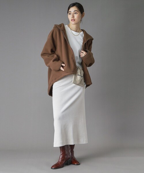 AMERICANA（アメリカーナ）の「Americana（アメリカーナ）フリースZIPパーカー（パーカー・レディース・キャメル/ネイビー・00）」の7枚目の写真