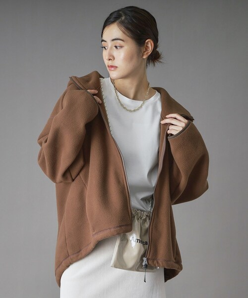 AMERICANA（アメリカーナ）の「Americana（アメリカーナ）フリースZIPパーカー（パーカー・レディース・キャメル/ネイビー・00）」の9枚目の写真