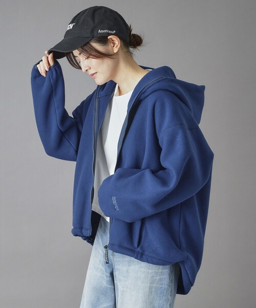 AMERICANA（アメリカーナ）の「Americana（アメリカーナ）フリースZIPパーカー（パーカー・レディース・キャメル/ネイビー・00）」の14枚目の写真