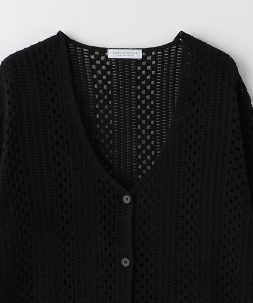 A DAY IN THE LIFE UNITED ARROWS（アデイインザライフユナイテッドアローズ）の「クロシェ Vネックカーディガン ＜A DAY IN THE LIFE＞（ニット/セーター・レディース・ナチュラル/ブラック・FREE）」の7枚目の写真