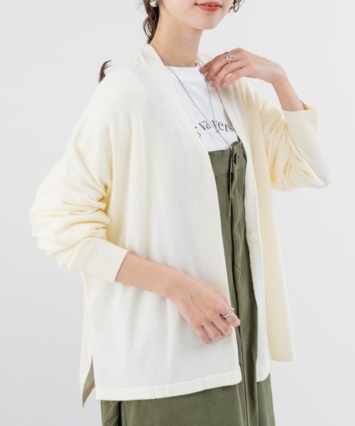 refinedworks（リファインドワークス）の「【refinedworks】しっとりとした上品な質感の デイリーニットカーディガン（カーディガン/ボレロ・レディース・レッド/ブラウン/オフホワイト・FREE）」の12枚目の写真