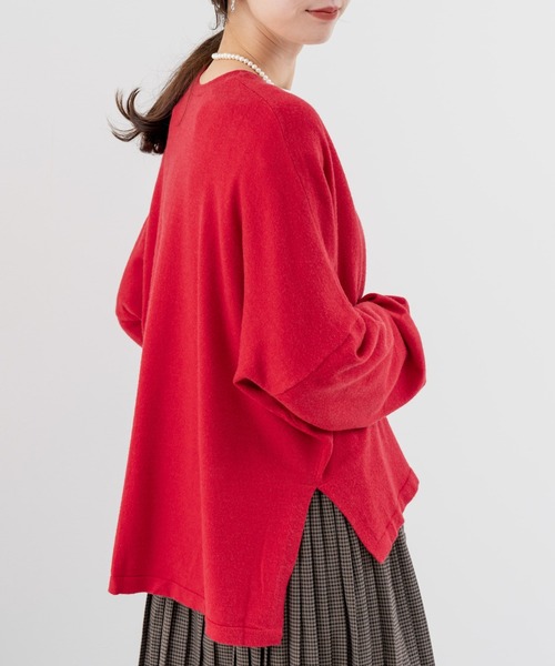 refinedworks（リファインドワークス）の「【refinedworks】しっとりとした上品な質感の デイリーニットカーディガン（カーディガン/ボレロ・レディース・レッド/ブラウン/オフホワイト・FREE）」の10枚目の写真