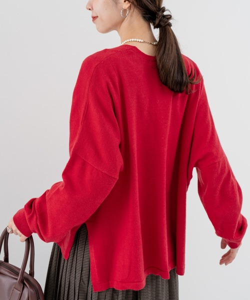 refinedworks（リファインドワークス）の「【refinedworks】しっとりとした上品な質感の デイリーニットカーディガン（カーディガン/ボレロ・レディース・レッド/ブラウン/オフホワイト・FREE）」の11枚目の写真