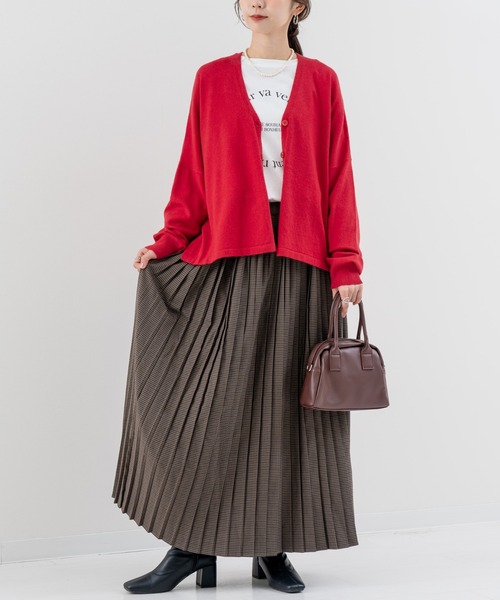 refinedworks（リファインドワークス）の「【refinedworks】しっとりとした上品な質感の デイリーニットカーディガン（カーディガン/ボレロ・レディース・レッド/ブラウン/オフホワイト・FREE）」の22枚目の写真