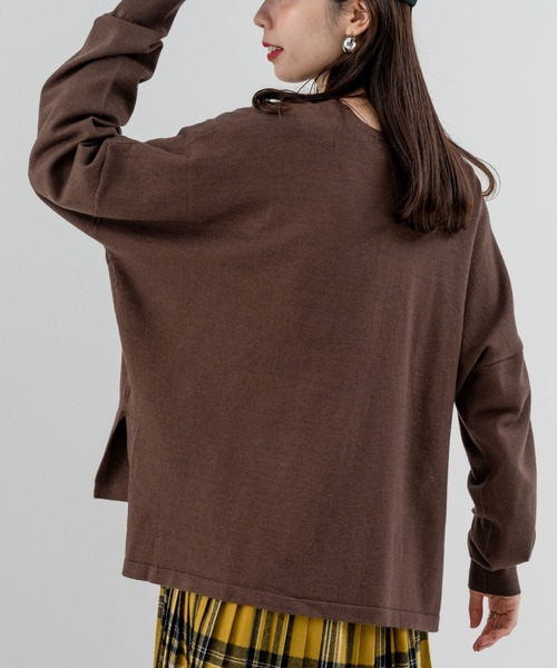 refinedworks（リファインドワークス）の「【refinedworks】しっとりとした上品な質感の デイリーニットカーディガン（カーディガン/ボレロ・レディース・レッド/ブラウン/オフホワイト・FREE）」の7枚目の写真