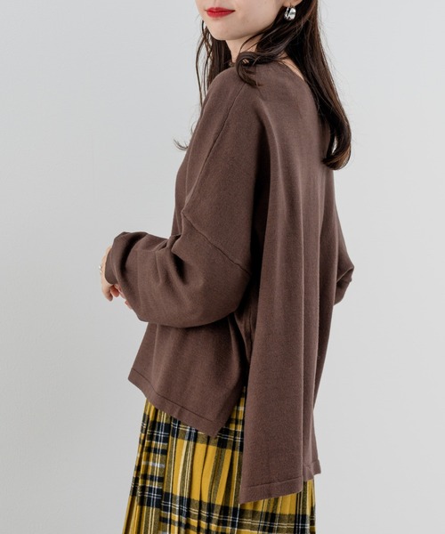 refinedworks（リファインドワークス）の「【refinedworks】しっとりとした上品な質感の デイリーニットカーディガン（カーディガン/ボレロ・レディース・レッド/ブラウン/オフホワイト・FREE）」の8枚目の写真