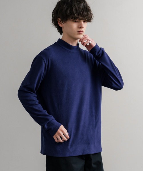 Rocky Monroe(ロッキーモンロー)の「ストレッチフリースハイネック長袖Tシャツ(Tシャツ/カットソー・メンズ・チャコール/ネイビー/オフホワイト/ブラック/ワイン/カーキ・M/L/LL)」の5枚目の写真