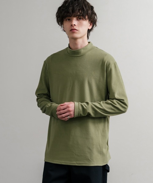 Rocky Monroe(ロッキーモンロー)の「ストレッチフリースハイネック長袖Tシャツ(Tシャツ/カットソー・メンズ・チャコール/ネイビー/オフホワイト/ブラック/ワイン/カーキ・M/L/LL)」の2枚目の写真