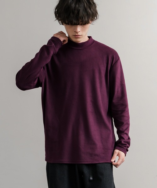 Rocky Monroe(ロッキーモンロー)の「ストレッチフリースハイネック長袖Tシャツ(Tシャツ/カットソー・メンズ・チャコール/ネイビー/オフホワイト/ブラック/ワイン/カーキ・M/L/LL)」の6枚目の写真
