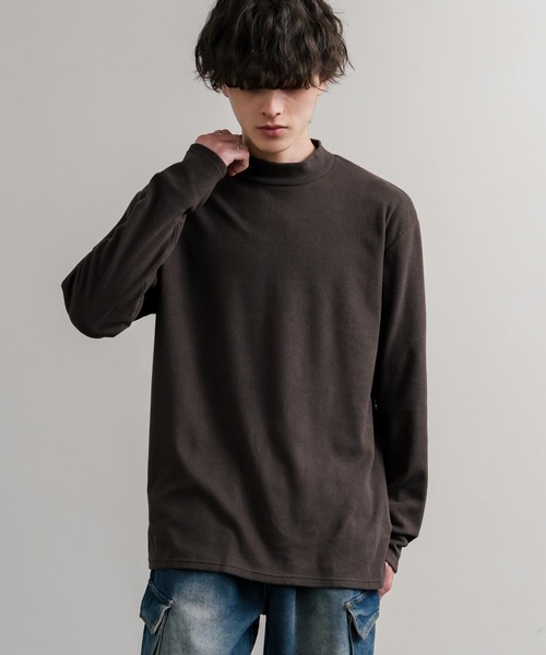 Rocky Monroe(ロッキーモンロー)の「ストレッチフリースハイネック長袖Tシャツ(Tシャツ/カットソー・メンズ・チャコール/ネイビー/オフホワイト/ブラック/ワイン/カーキ・M/L/LL)」の4枚目の写真