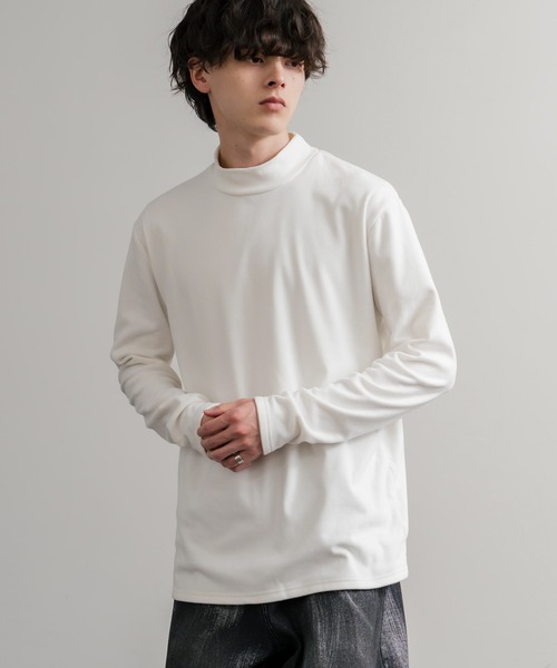 Rocky Monroe(ロッキーモンロー)の「ストレッチフリースハイネック長袖Tシャツ(Tシャツ/カットソー・メンズ・チャコール/ネイビー/オフホワイト/ブラック/ワイン/カーキ・M/L/LL)」の7枚目の写真