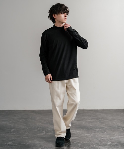 Rocky Monroe(ロッキーモンロー)の「ストレッチフリースハイネック長袖Tシャツ(Tシャツ/カットソー・メンズ・チャコール/ネイビー/オフホワイト/ブラック/ワイン/カーキ・M/L/LL)」の13枚目の写真