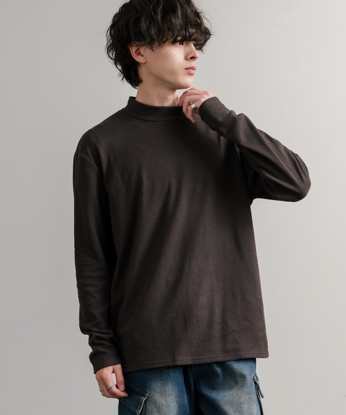 Rocky Monroe(ロッキーモンロー)の「ストレッチフリースハイネック長袖Tシャツ(Tシャツ/カットソー・メンズ・チャコール/ネイビー/オフホワイト/ブラック/ワイン/カーキ・M/L/LL)」の16枚目の写真