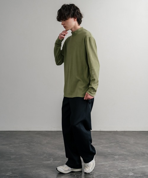 Rocky Monroe(ロッキーモンロー)の「ストレッチフリースハイネック長袖Tシャツ(Tシャツ/カットソー・メンズ・チャコール/ネイビー/オフホワイト/ブラック/ワイン/カーキ・M/L/LL)」の22枚目の写真
