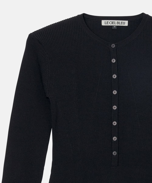 LE CIEL BLEU（ルシェルブルー）の「リブドニットボディスーツ / Ribbed Knit Bodysuits（ニット/セーター・レディース・ベージュ/ブラック・36）」の3枚目の写真