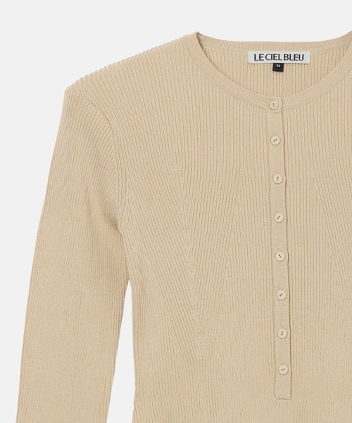 LE CIEL BLEU（ルシェルブルー）の「リブドニットボディスーツ / Ribbed Knit Bodysuits（ニット/セーター・レディース・ベージュ/ブラック・36）」の11枚目の写真