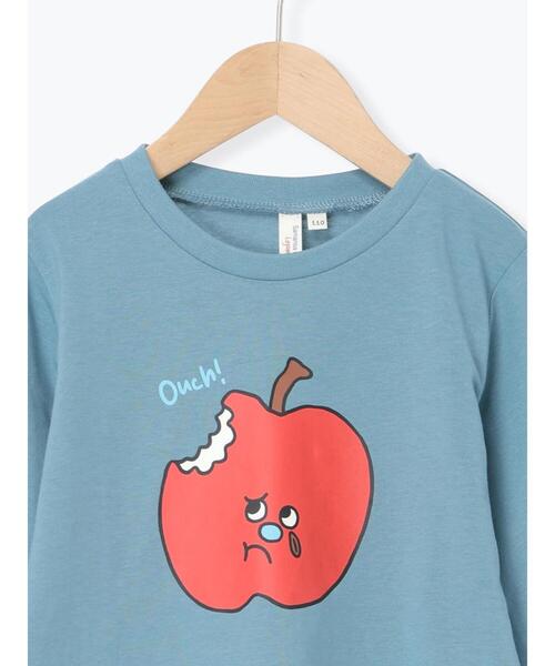 Samansa Mos2 Lagom(サマンサモスモスラーゴム)の「リンゴプリントロンT(Tシャツ/カットソー・キッズ・イエロー/オレンジ/ターコイズブルー・130/95/120/110/100)」の5枚目の写真