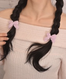 VIBGYOR Women | 【float】ニット リボン パステル カラー ミニクリップ【2個セット】(バレッタ/ヘアクリップ)